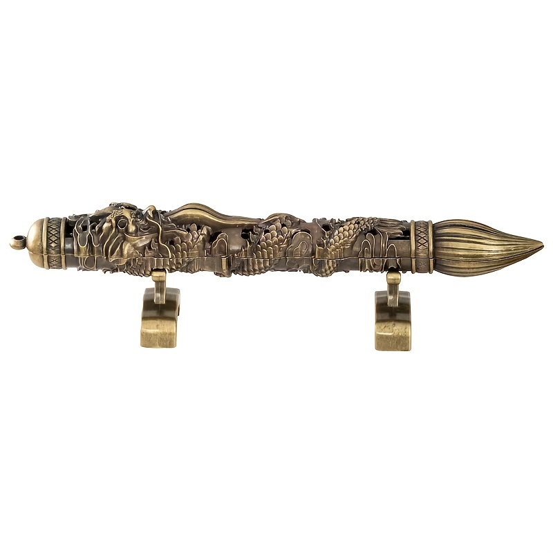 Image of Vintage Brush-embossed Dragon Sandalwood Incense Holder, Study Desk Pen Holder Ornament, Creative Desktop Decoration Item