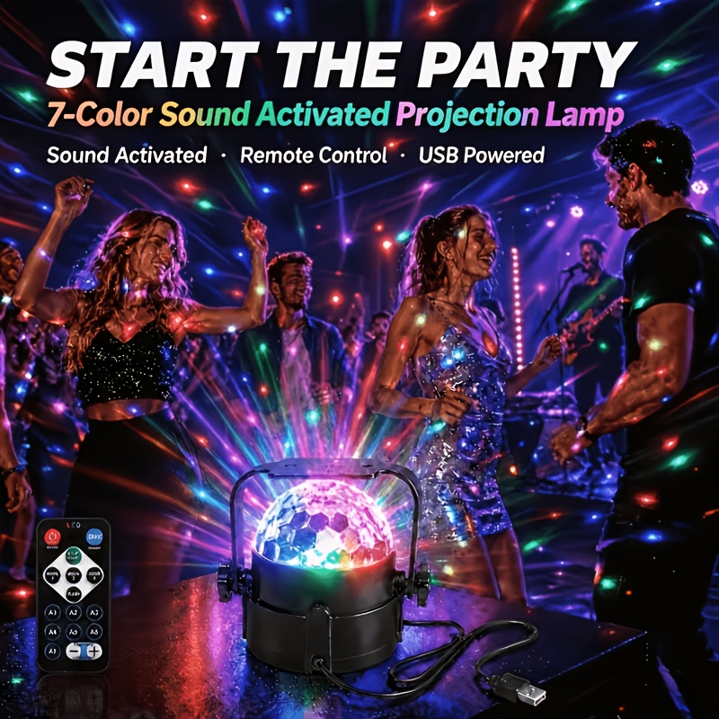 TEMU 2026 Upgraded Disco Smart Light | Usb Smart Lamp | Usb Powered | Rgb Multicolor Dimmable (remote Control Battery Not Included) Party Decoration
