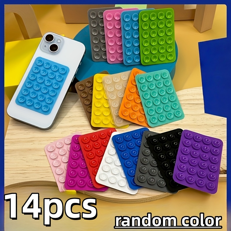 TEMU Soporte para teléfono de coche de 14 piezas de color aleatorio con reutilizable, antideslizante, soporte universal para salpicadero, soporte con