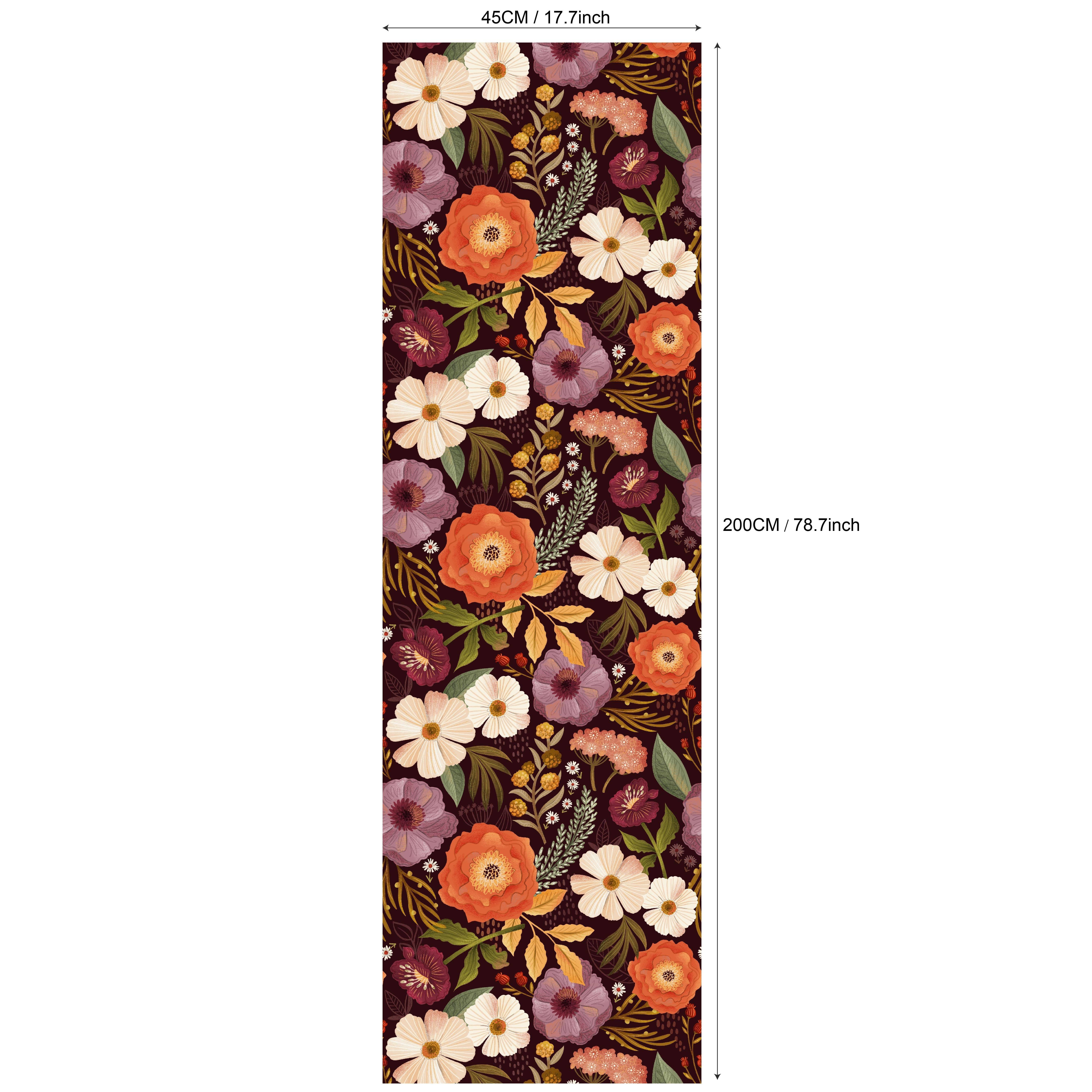 Image of Floral Self-adhesive Wallpaper, 17.7in X 78.7in - Waterproof, Removable Vinyl Contact Paper For Diy Home Decor, Living Room, Bedroom, Kitchen Appliances