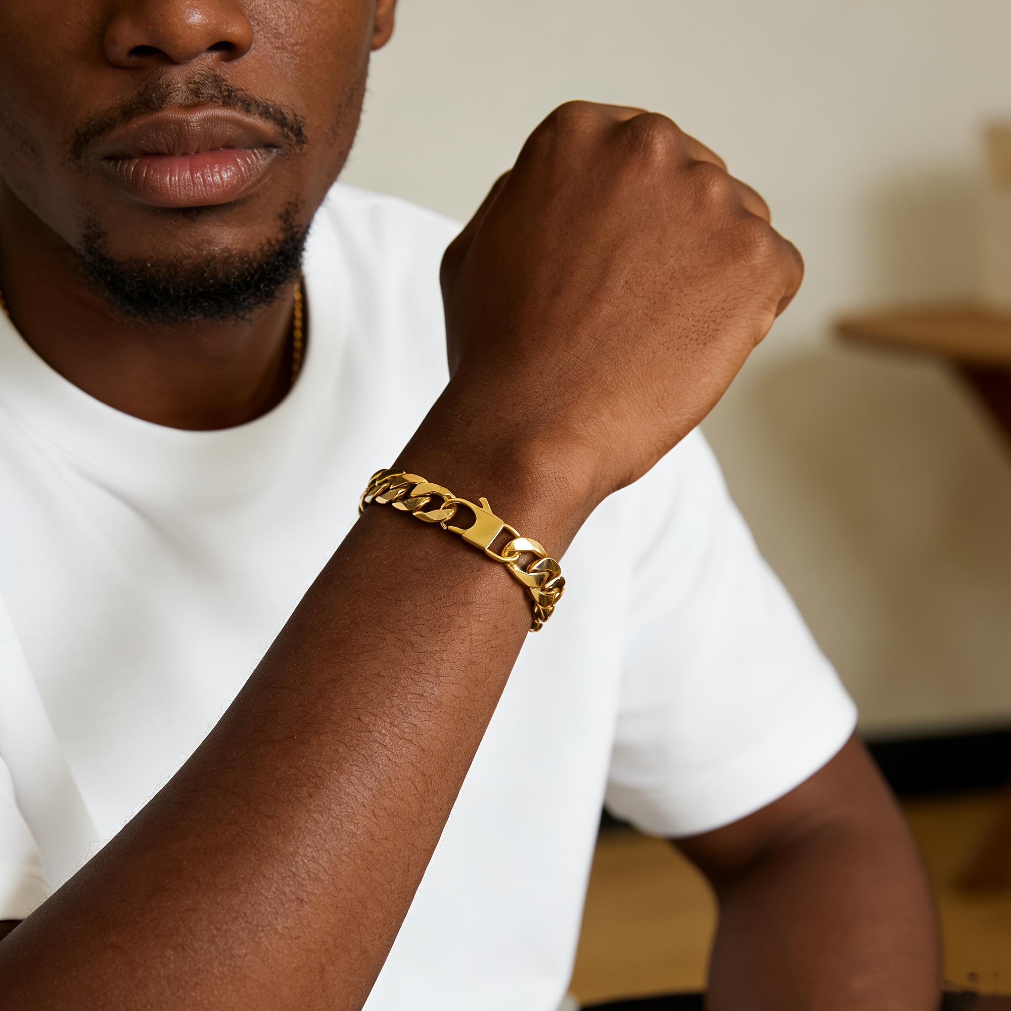 Men's 18K Plated Golden Cuban Bracelet — Hip-Hop Style