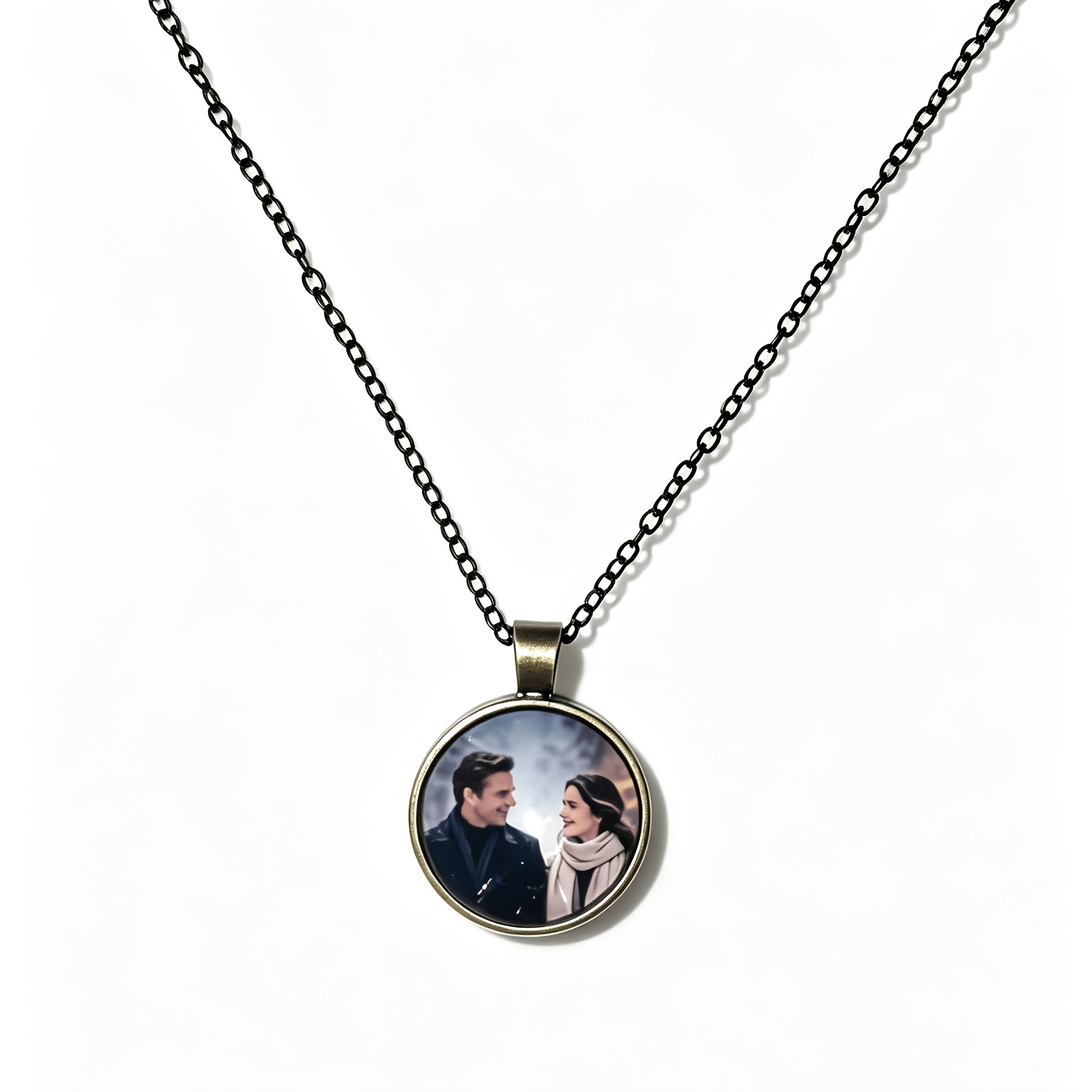 TEMU 1pc Custom Picture Fashion Vintage Teal Necklace, Adjustable Minimalist Necklace, Anniversary Christmas Valentine's Day Daily Accessory Jewelry