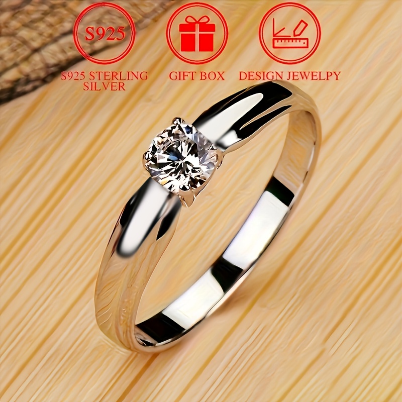 Image of Classic 925 Sterling Silver Ring Engasynthetic Gemstoneent Wedding Ring For Female Suitable For Banquet Party Official Occasions Anniversary Gifts (2.6g)