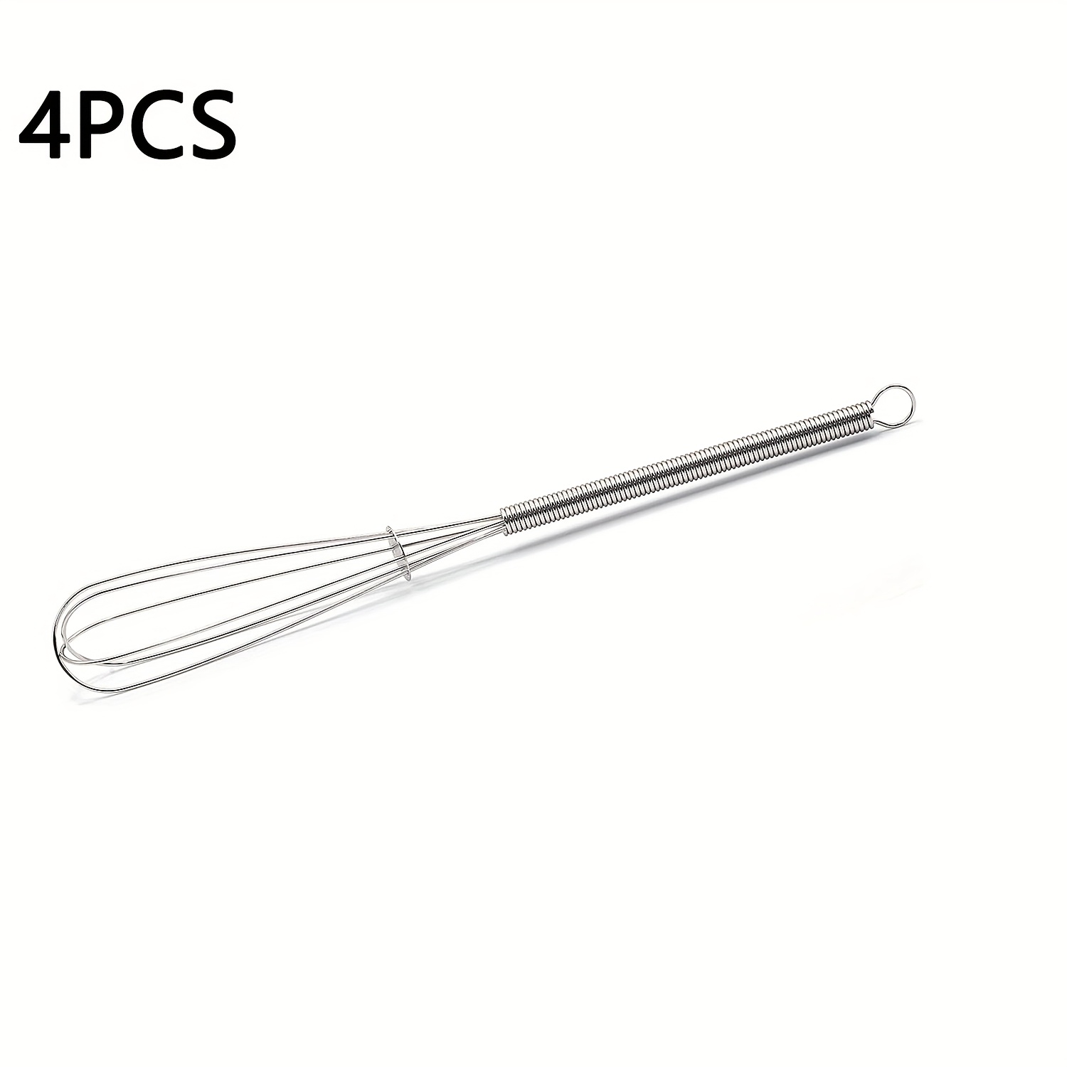 1pc/4pcs Set Stainless Steel Handheld Egg Beater, Portable Reinforced Wire Mixer Suitable For Mixing Eggs/chocolate/flour, Baking Kitchen Tool