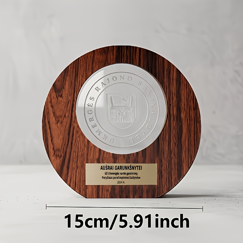 TEMU 1pc Thick Wood And Acrylic - Personalized Trophy | Custom Laser Engraved Wooden Trophy | Unique Award For Individuals | Award For Any Special
