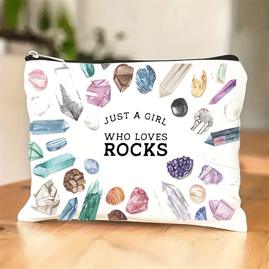 

1pc Trendy Geology Diamond Crystal Zipper Pouch, Lightweight, Ideal Gift For Rock Lovers, Geologists, And Teachers. Colorful Stone Makeup Bag, Outdoor Travel Storage Bag, Gifts For Women & Friends