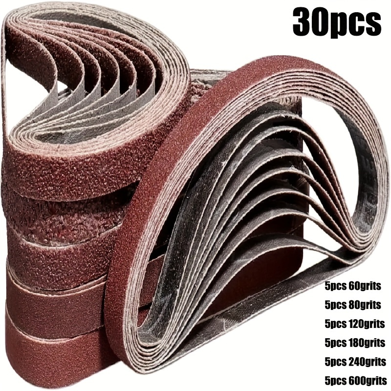 TEMU 30pcs Aluminum Oxide Sanding Belts, 3/8x13 Inch (10x330mm), Assorted 60/80/120/180/240/600, , , , For Woodworking And Finishing