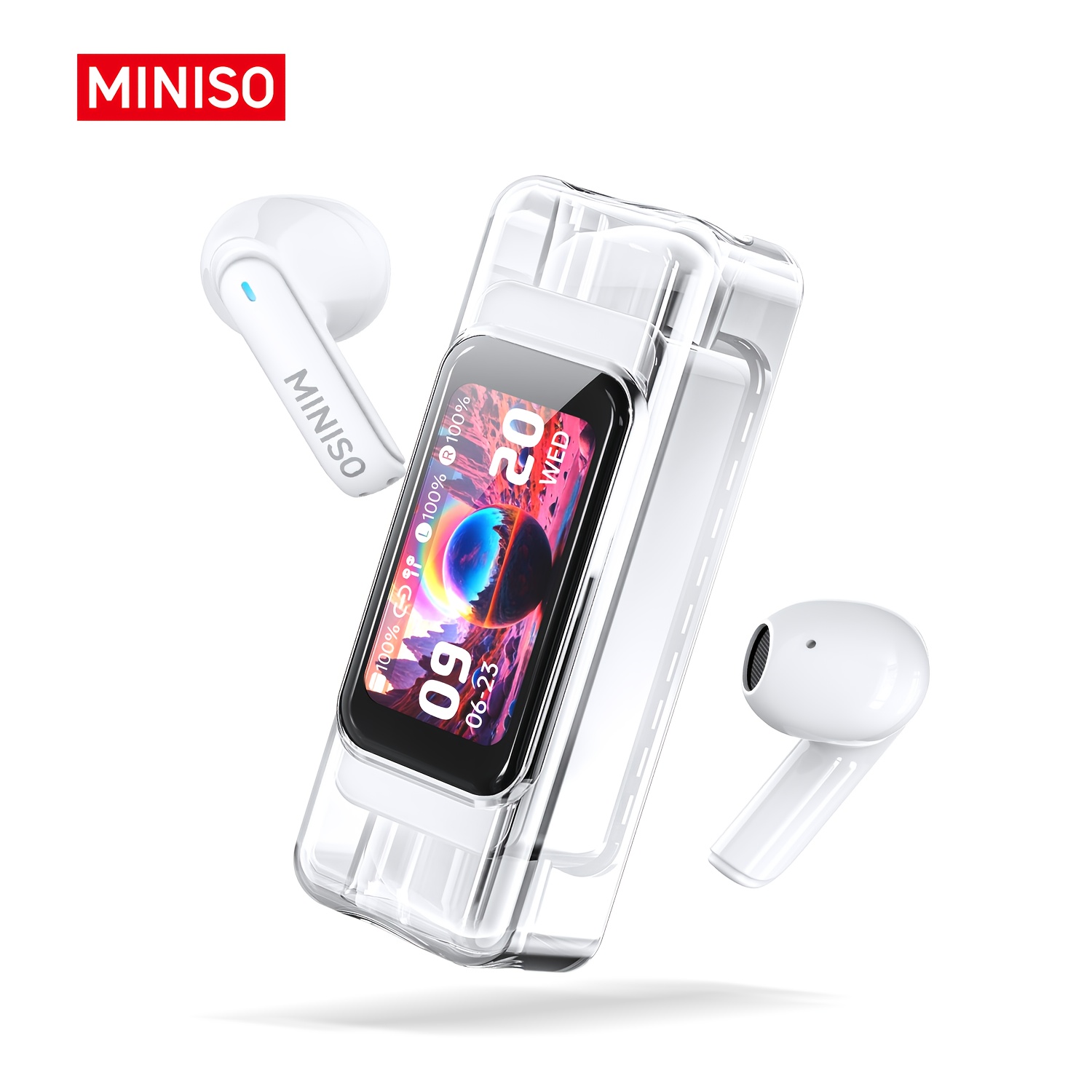 MINISO MS116 Brezžične Slušalke, Bluetooth 5.4, In-Ear Oblikovanje z LED Zaslonom, Zvok, Vgrajen Mikrofon, Idealne za Šport, Igranje Iger,