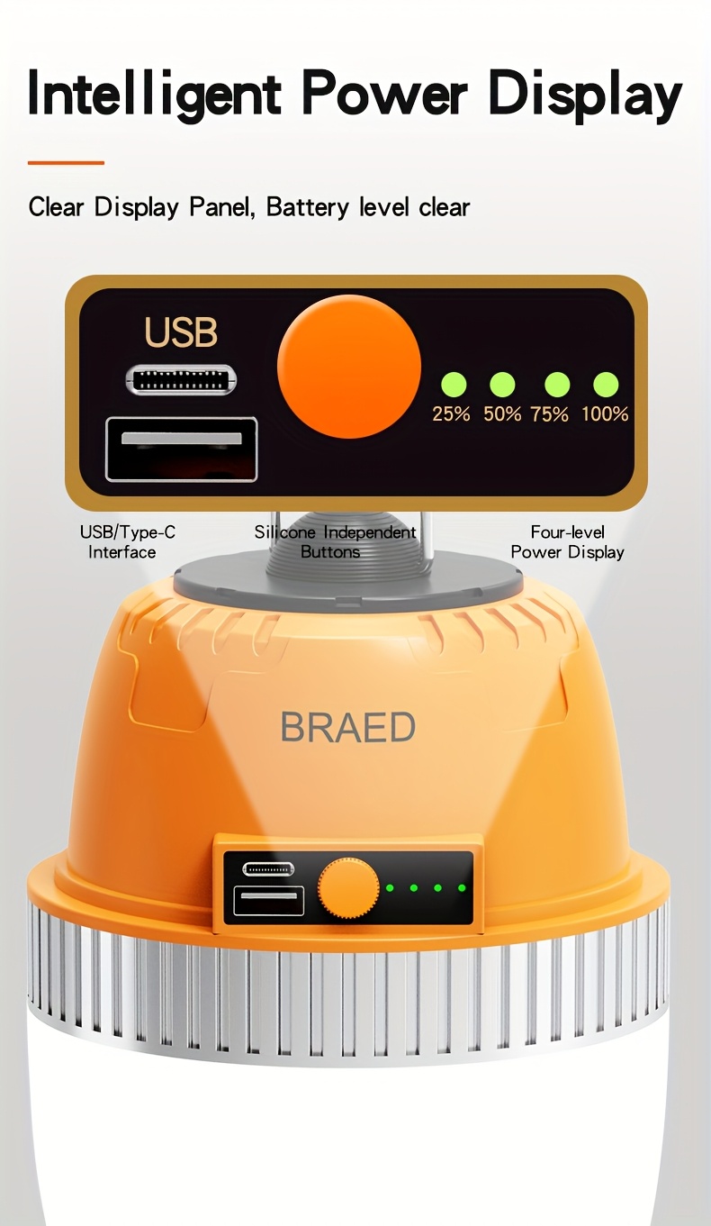 rechargeable led camping lantern camping essentials long lasting 4   camping   bank lantern flashlight for camping emergency power outages Product details 7