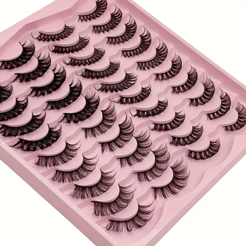 

20 Pairs Of Cat Eye Fluffy False Eyelashes Black False Eyelashes Exaggerated Thick Eyelashes For Daily And Party Makeup - Mom Eye Makeup Set