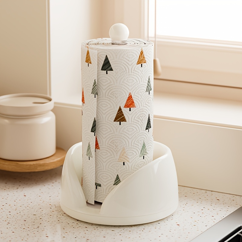 1pc stainless plastic rotating kitchen paper towel holder countertop organizer space saving rotator roll dispenser with hygienic   access compatible with napkins cling film   tape free for office Product details 6