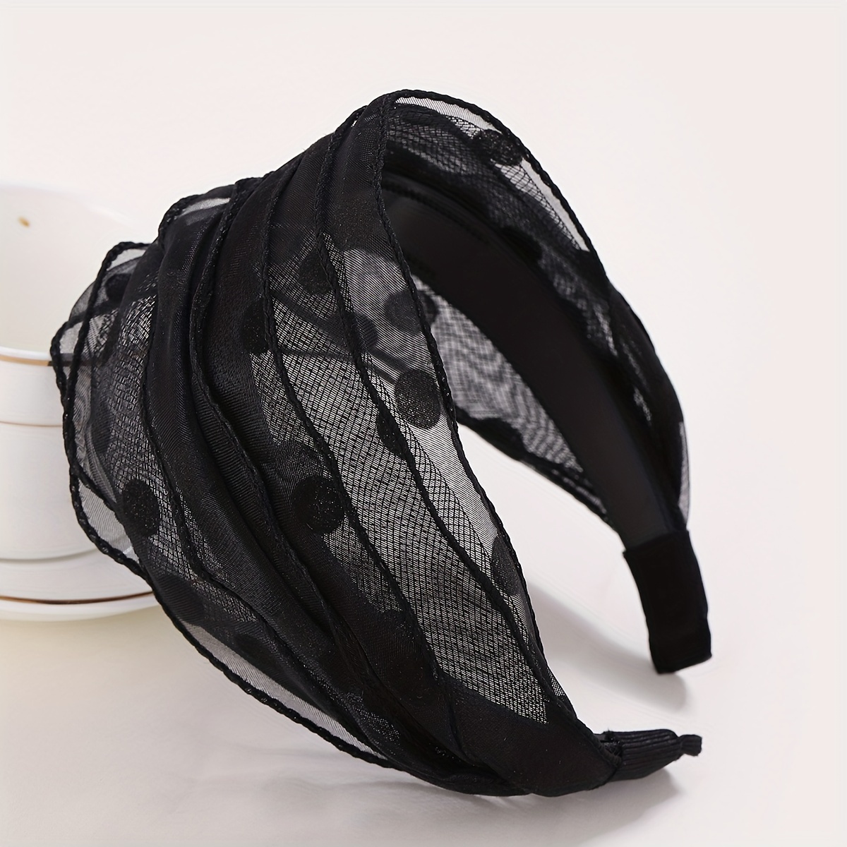 

Polka Dot Mesh Wide Brimmed Head Band Elegant Non Slip Hair Band Trendy Hairdressing Accessories For Women And Daily Uses