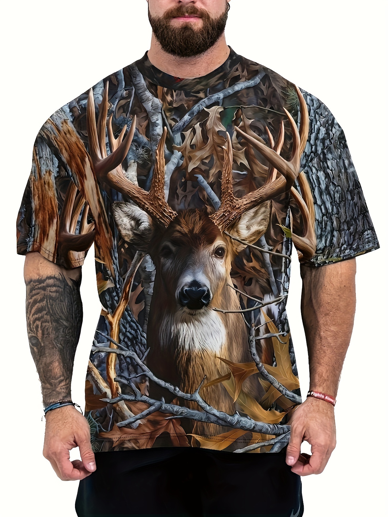 Plus Size Men's T shirt Summer Creative Funny Deer Graphic - Temu