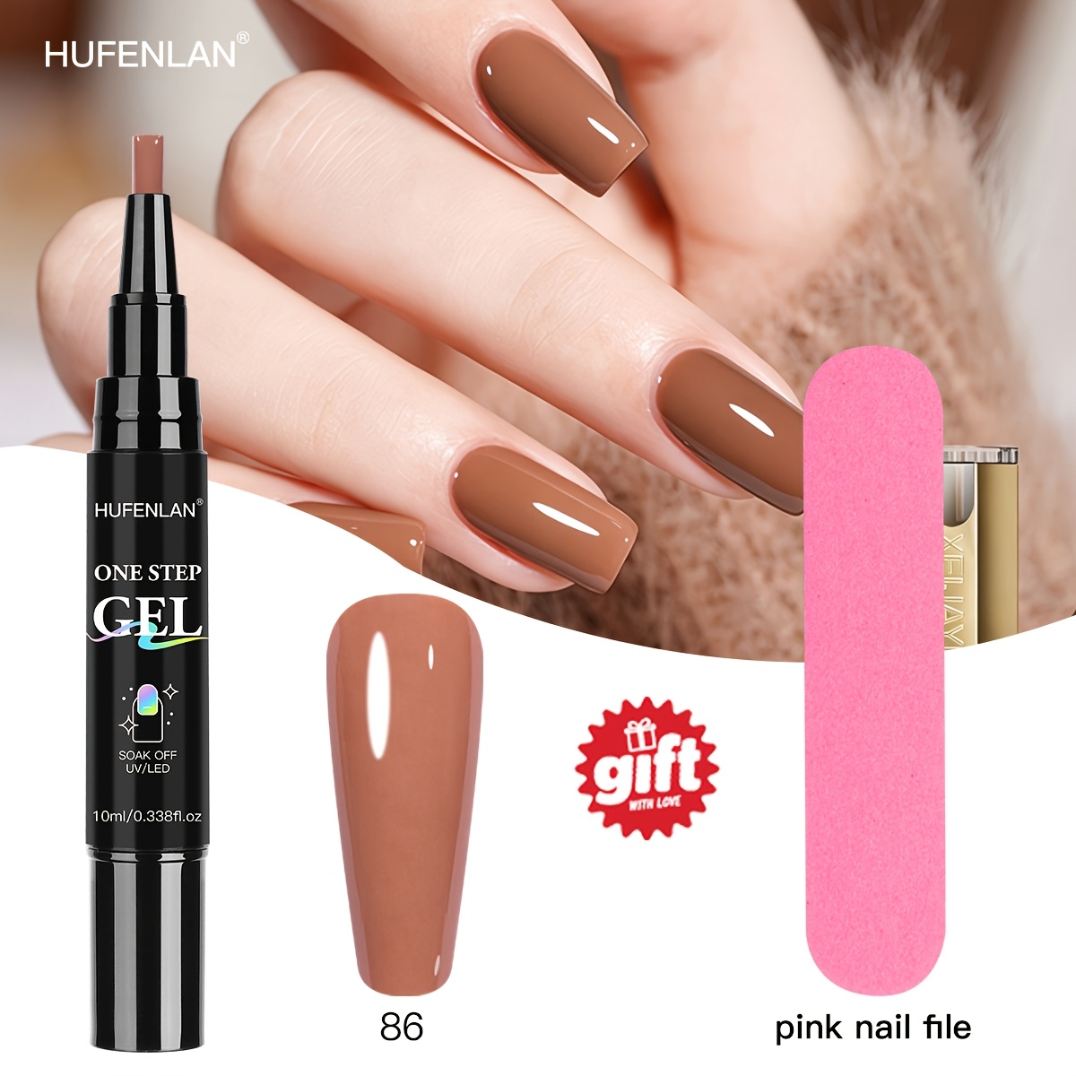Image of Hufenlan 6pcs Gel For Nail Polish Set - Versatile Colors, Red, Pink, Nude Pink, Coffee, Brown, And Light Pink, High , Long-lasting, , Suitable For Nail Salons, Fragrance-free And Alcohol-free, 0.338oz