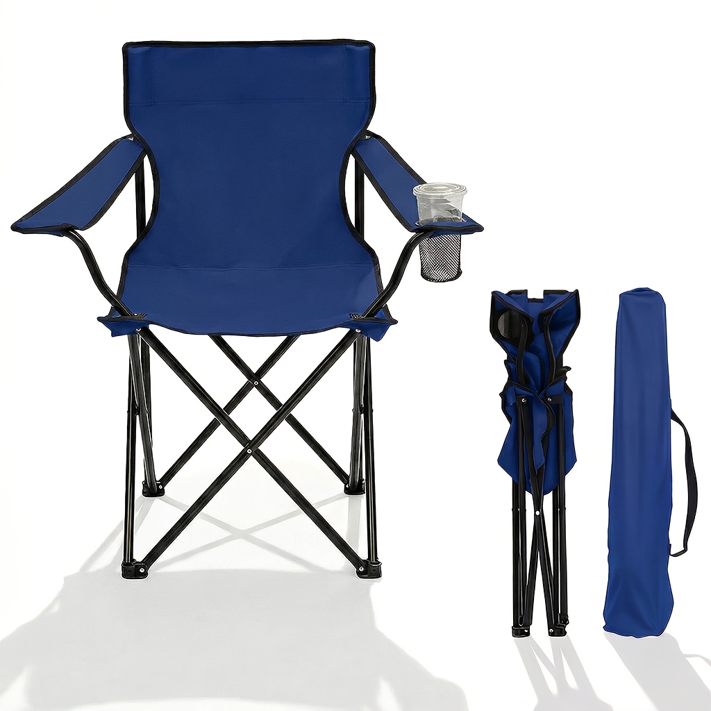 TEMU Chaise de jardin pliante Sunula, 140 kg, chaise pliante d'extérieur stable avec porte-gobelet, tissu Oxford 600D, pour patio, balcon, terrasse,