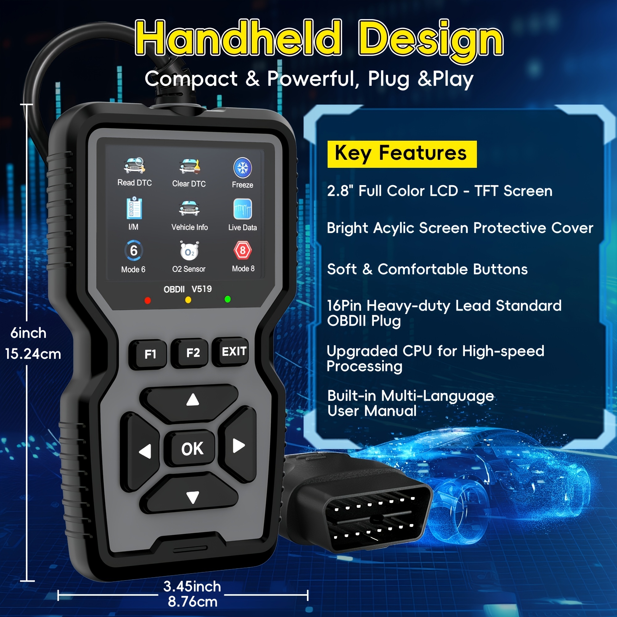 Scanner de Diagnostic OBD2 Avancé pour Voitures, 10 Langues, Compatible avec la Plupart des Véhicules Fabriqués après 1996 – Image 2