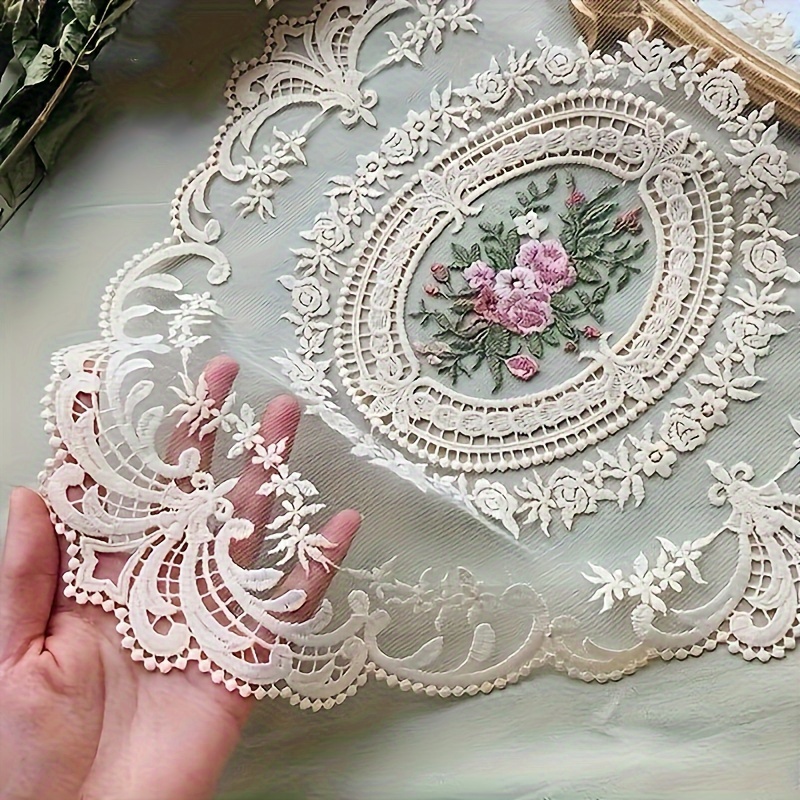 

Vintage French Lace Table Mat: Elegant Hand-embroidered, Suitable For Home Dining Room Decoration, Nylon, Age Suitable For 14+ Years