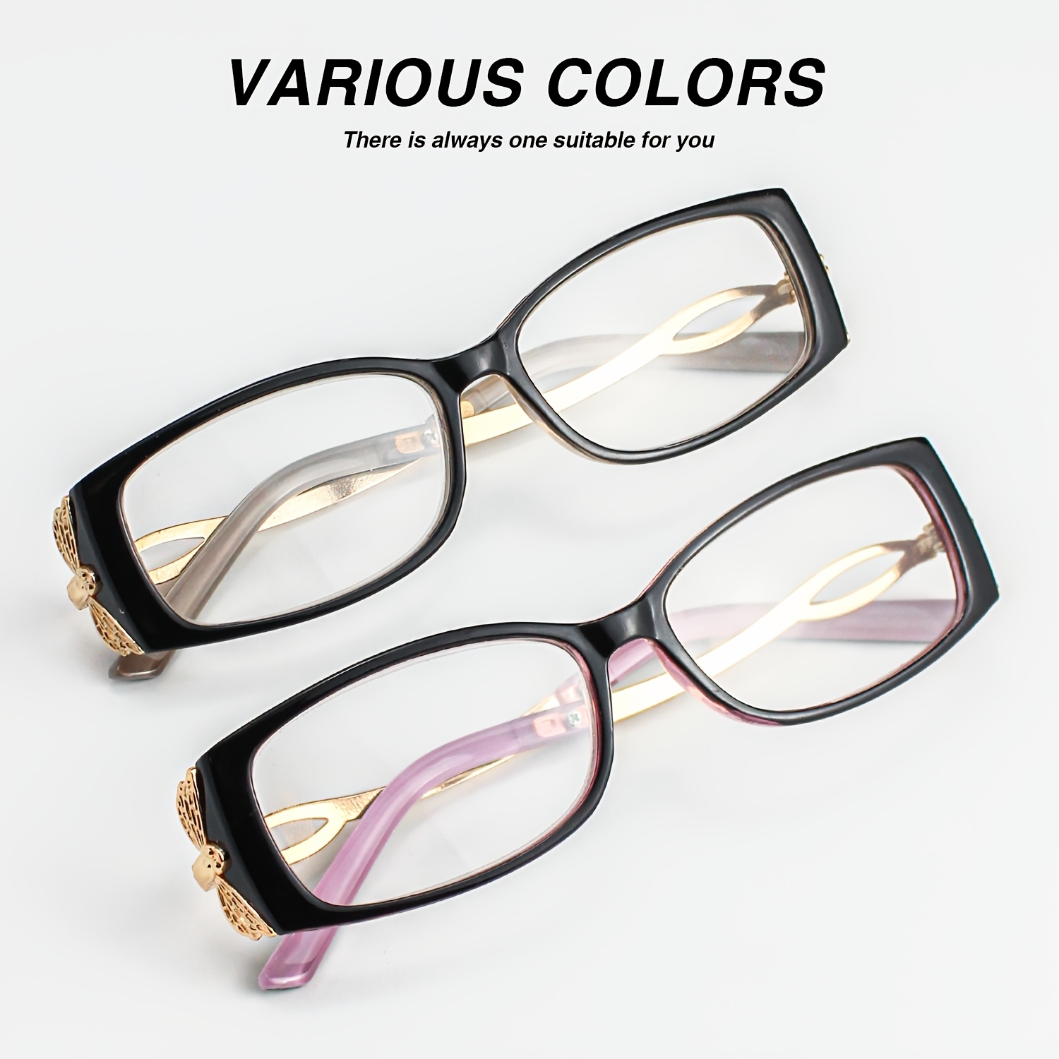 Small-Framed Rectangular Reading Glasses with Dragonfly Motifs