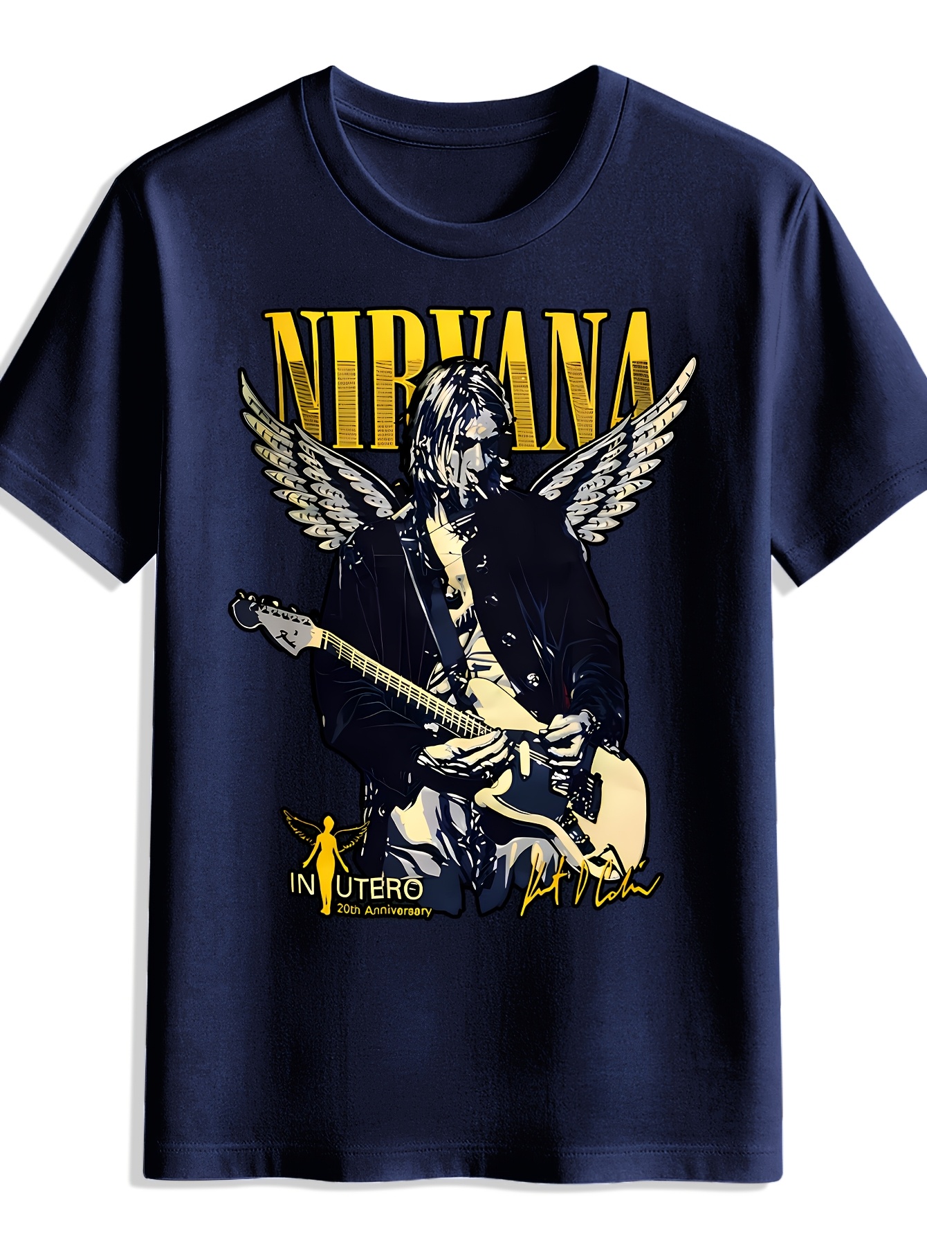 rock band graphic t shirt mens black short sleeve crew neck Temu