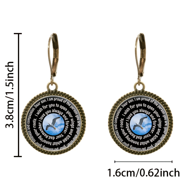 2pc Blue Seagull Pattern Pendant Earrings Set