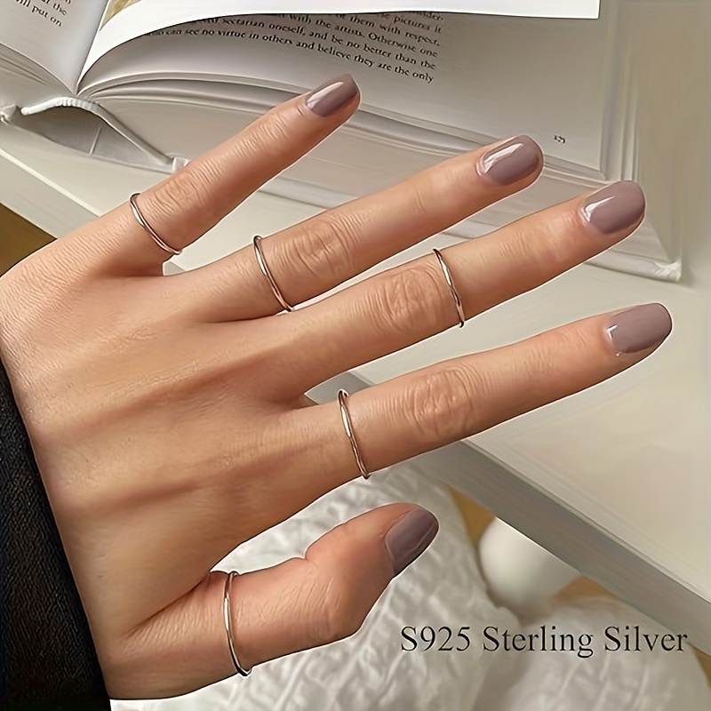 

3pcs/8pcs 925 Sterling Silver 1.2mm Midi Thin Rings For Women Knuckle Ring Band Stacking Ring Set Size 2.5-8.5