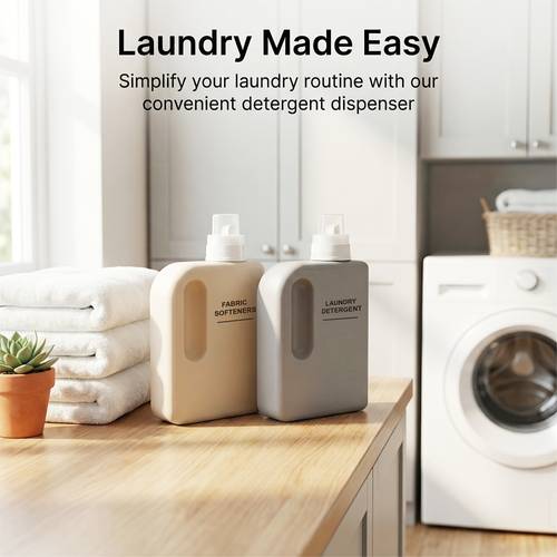 large capacity detergent dispenser bottles for laundry softener etc detergent not included features an elongated recessed handle for easy a graduated lid for convenient portion measurement and