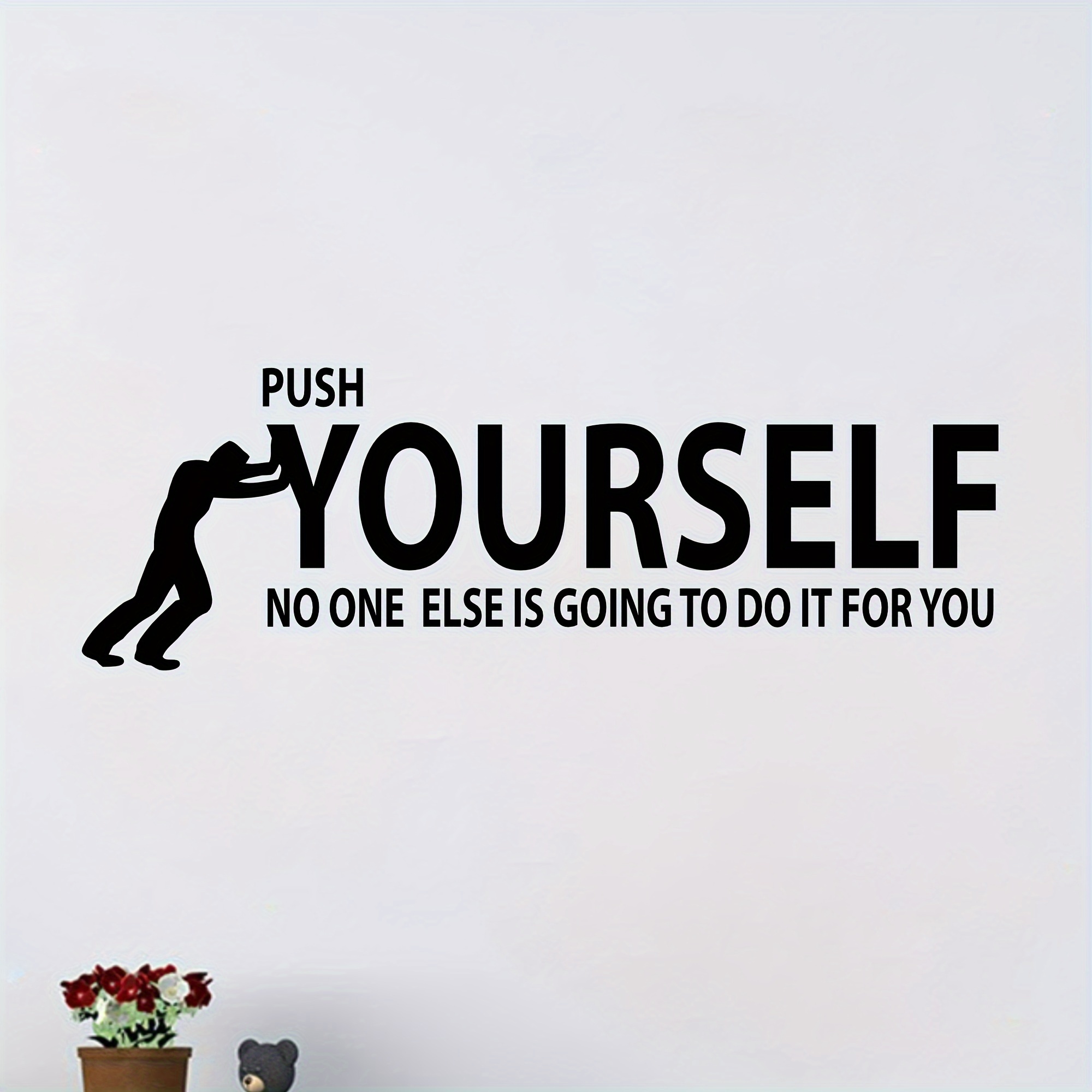 E-shop Motivationstafel-Wandtattoo " wird es für dich machen" mit Cartoon-Athleten-Design, Selbstklebende Matt-Vinylfolie für Fitnessstudio,