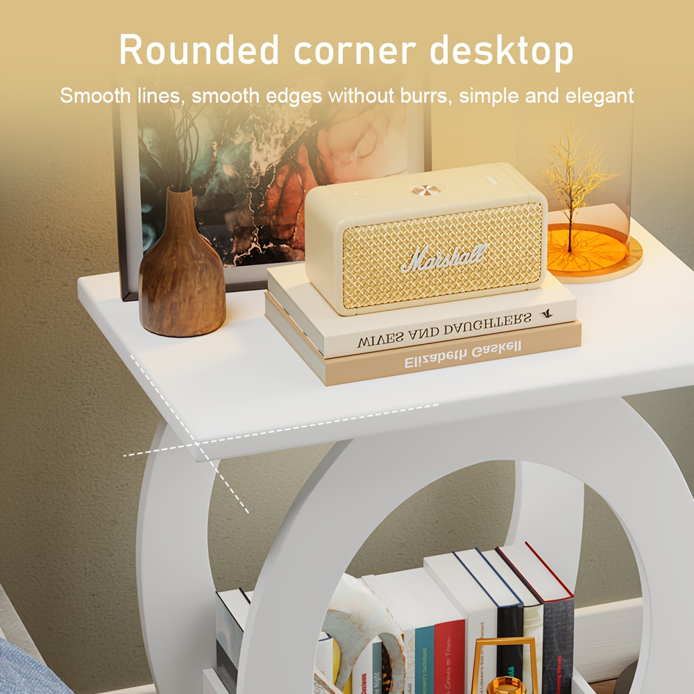 TEMU White Nightstand With A Shelf, Nightstand, Small Coffee Table, Bedside Table In The Bedroom, Coffee Table Room, Suitable For Bedrooms, Living