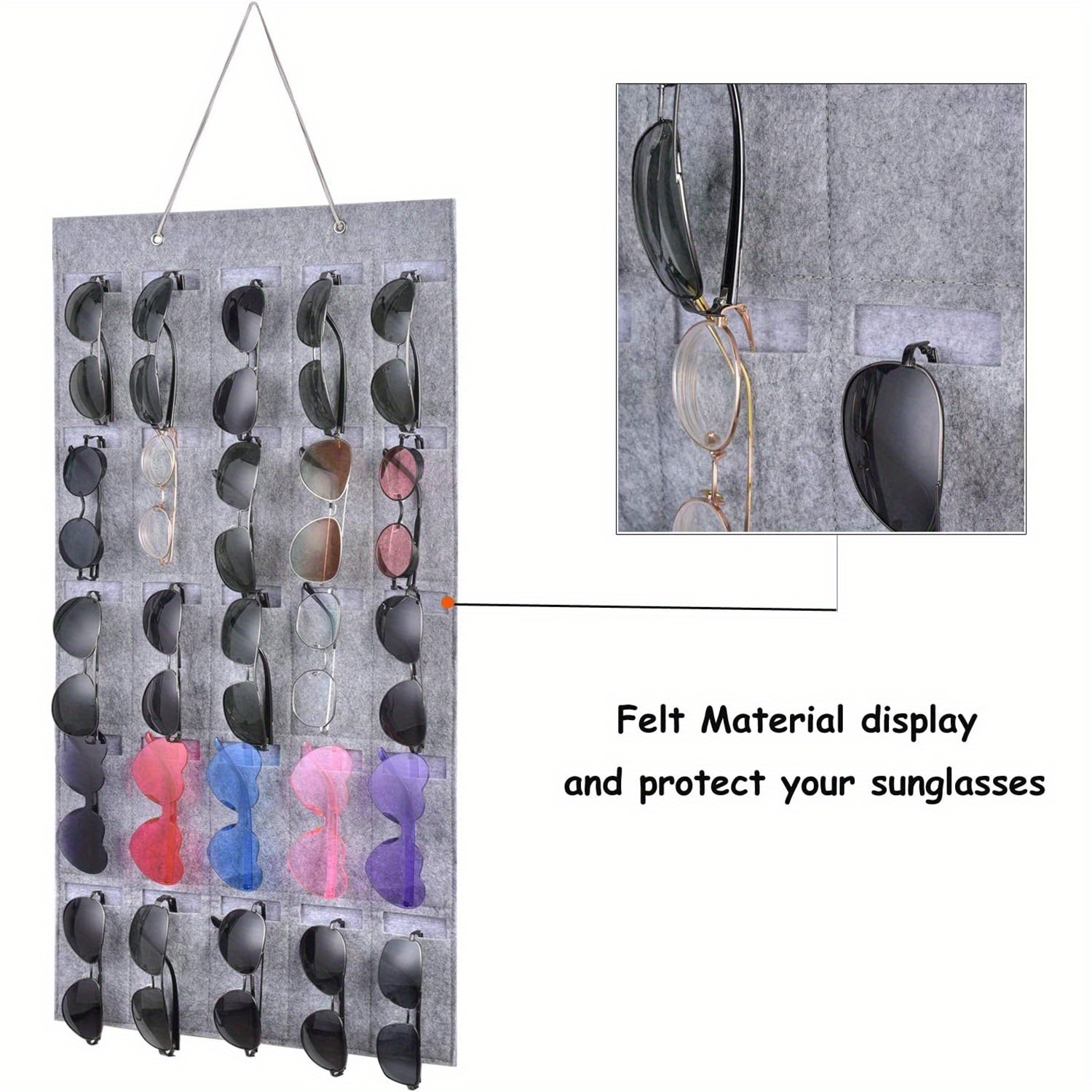 25 slot hanging fashion glasses organizer lightweight felt  display picture 1