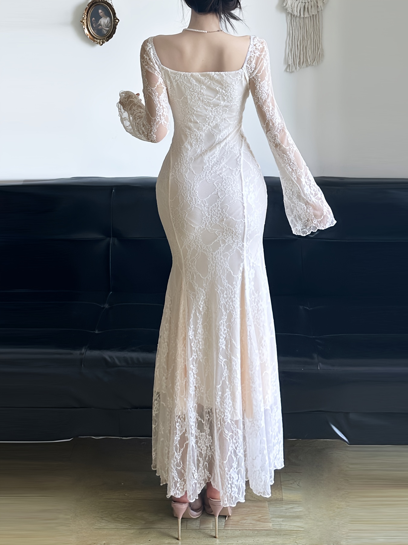 white mermaid dress with train Long Lace-Up Back Mermaid White Wedding Dress with Layered Train –  FancyVestido