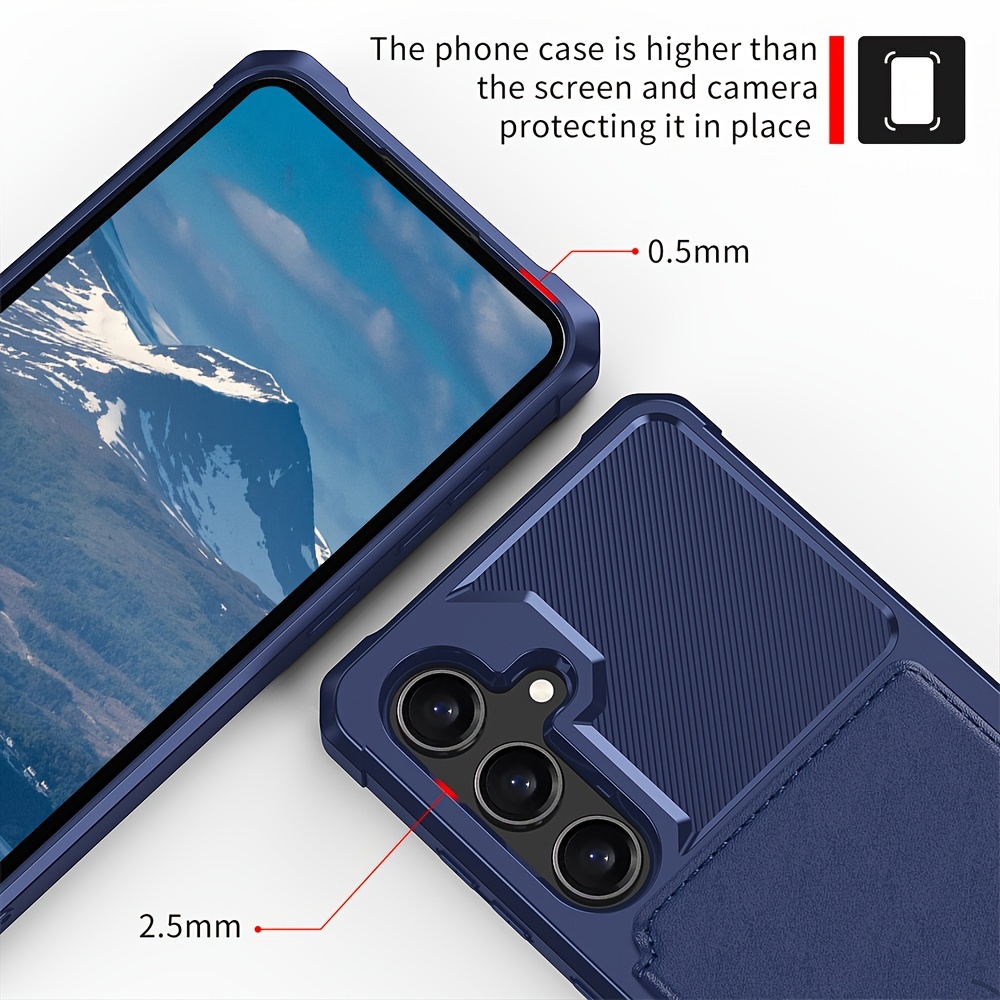 ZM03 Card Holder Faux Leather Case for 5G 5G Mobile Phone, with Card Slot, Compatible with Magnetic Car Mount, Heavy Duty Shockproof Durable Soft TPU Back Faux Leather Flip Wallet Cover