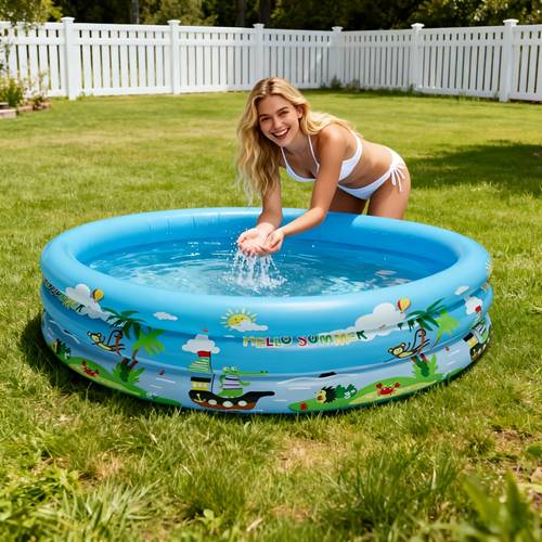 Pool Featuring a Base - Adorable Summer- , Easy to Inflate, Made from Sturdy Leak-Resistant Material, Ideal for Outdoor Fun in The Yard, Safe And Comfortable for Splashing Times