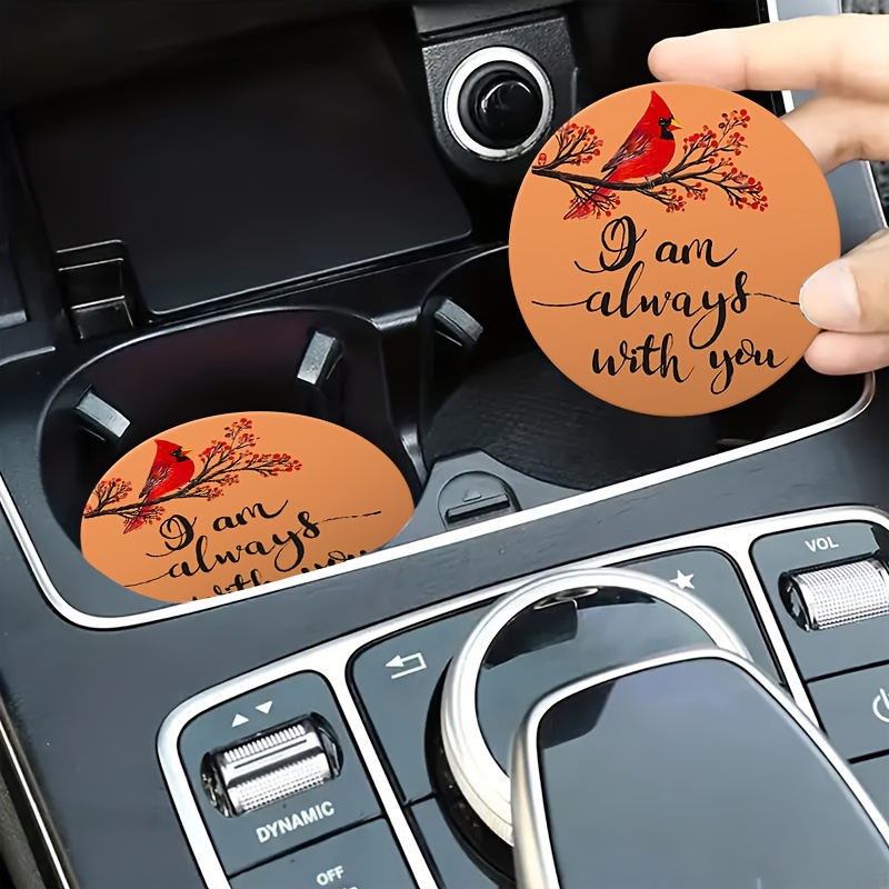 

2pcs Cardinal, I Am Always With You Car Cup Holder Coasters Car Interior Waterproof Coaster To Keep Your Car Cup Holders Clean And Dry For Easy To Move Car Cup Holder