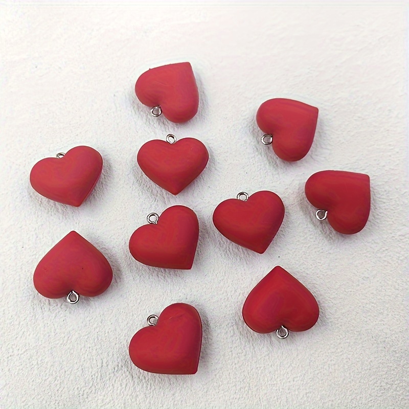 10pcs Double-faced Heart Charms For Jewelry Making Cute Pendants Charm For Earring Keychain Decor Accessory