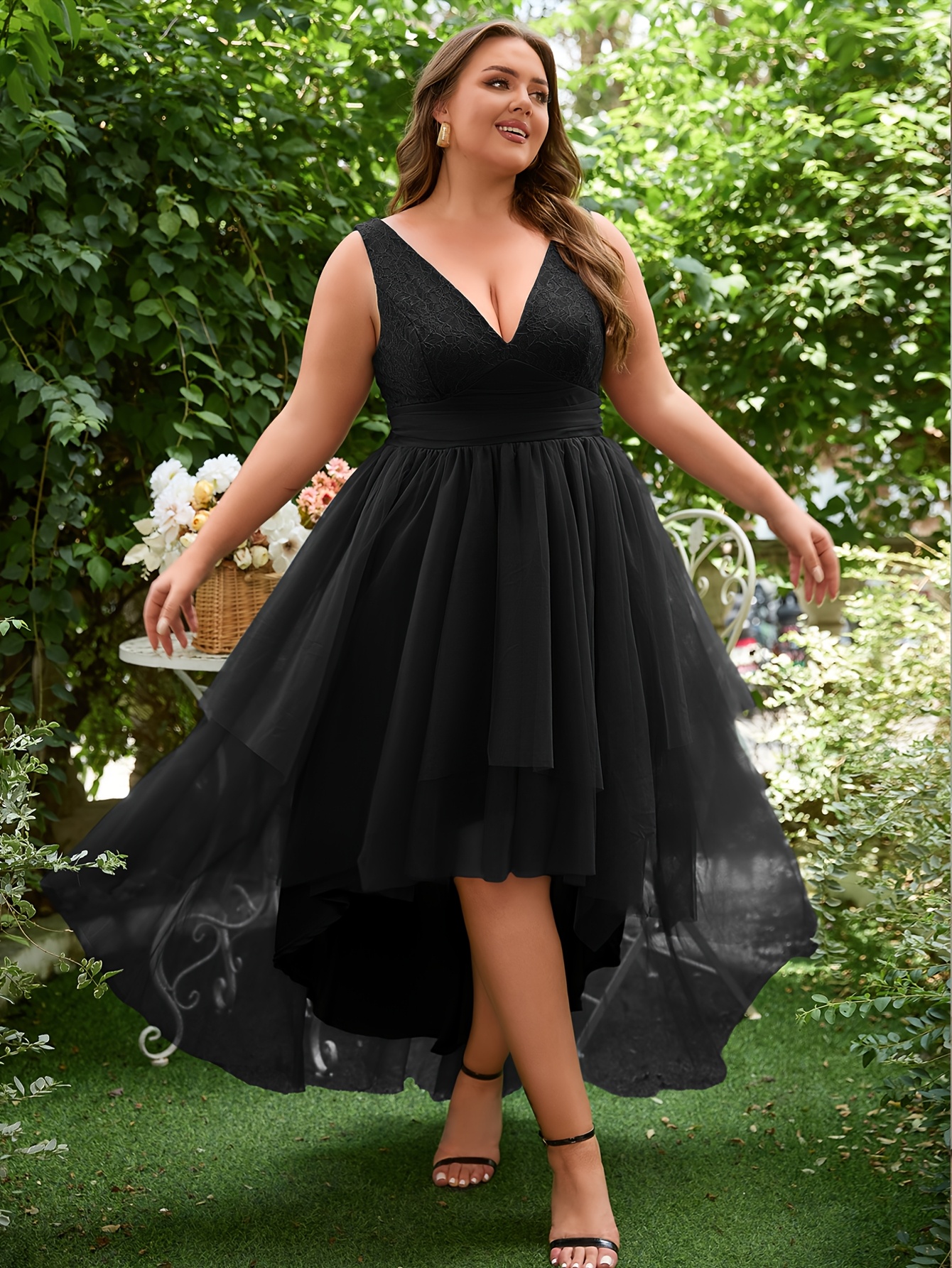 sachin and babi light blue dress Viadha Homecoming Dresses Plus Size Women Sexy Ruffle Strapless Splicing  Lace Splicing Short Sleeve Dresses main image 0