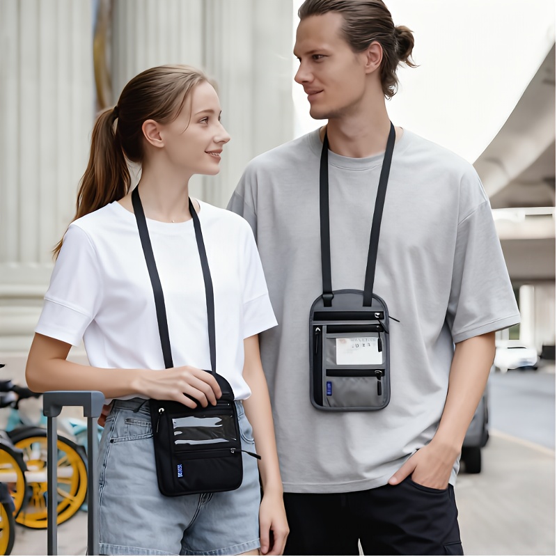 multi color   passport holder multifunctional travel document organizer rfid blocking passport wallet bag neck pouch or shoulder bag suitable for men and women travelers