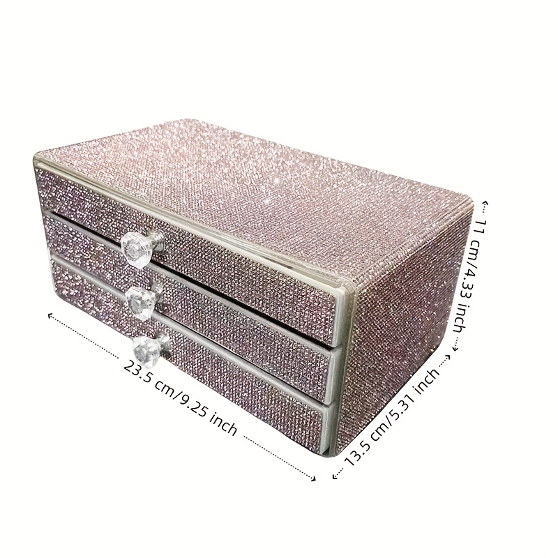 a jewelry box with three drawers filled with rhinestones     colors   beauty enthusiasts jewelry boxes Product details 5