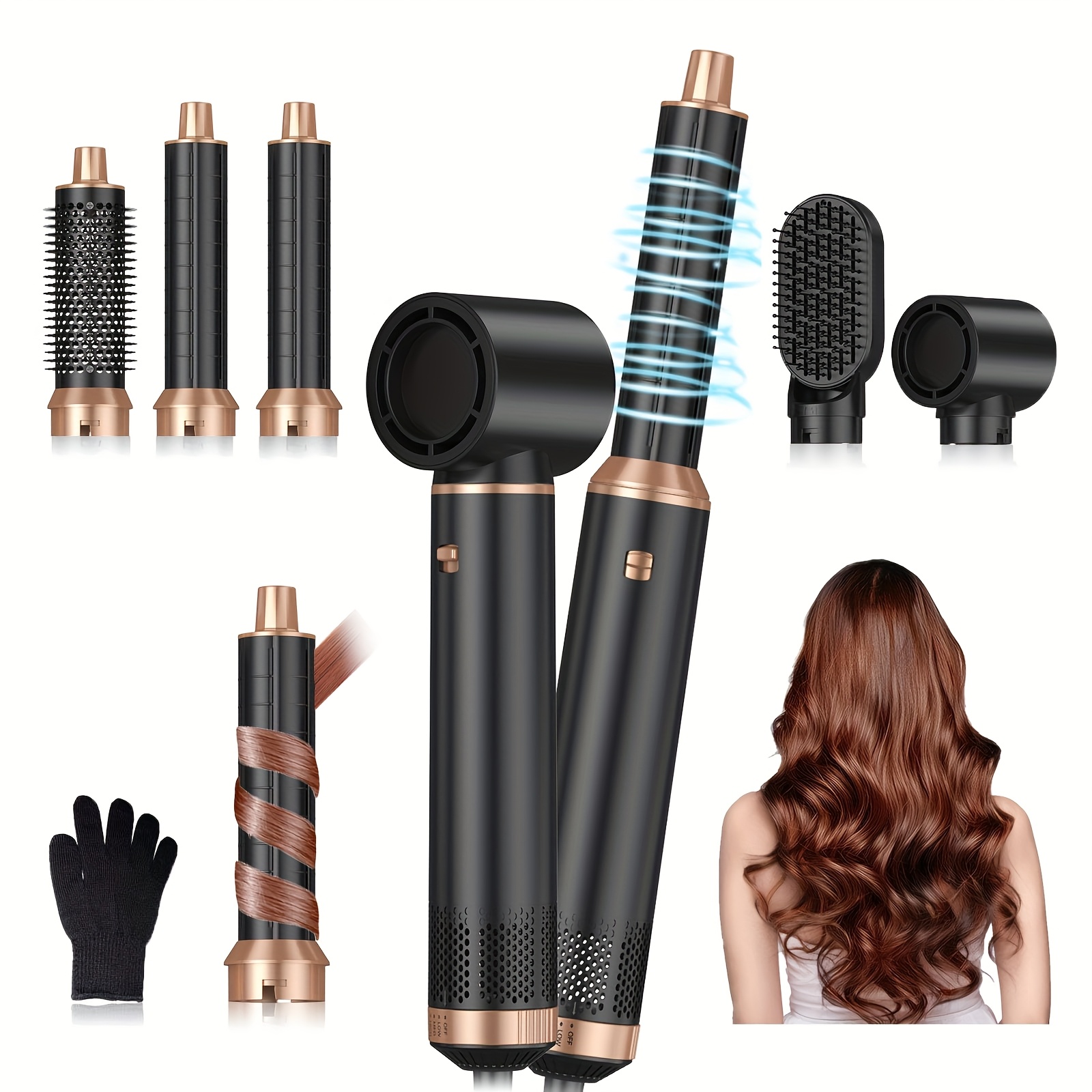 Air Styler 5in 1, 1000w Hair Dryer Brush, 30* Curler, Detachable Multi-Hair  Styler Tools for Drying Curling Volumizing Straightening, for