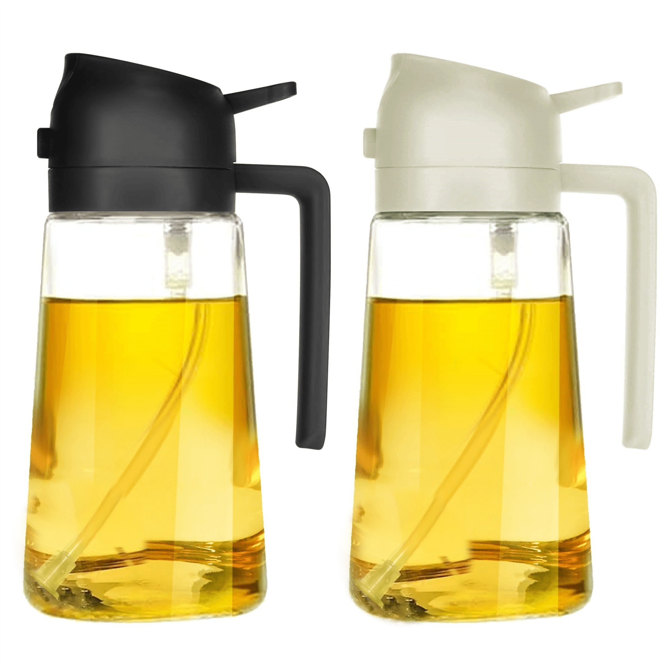 

2-in-1 Glass Oil Sprayer Dispenser With Automatic Lid For Cooking, Bbq, Salad, Baking - Pvc Free, High Borosilicate Glass Olive Oil Mister Bottle For Kitchen - 1pc