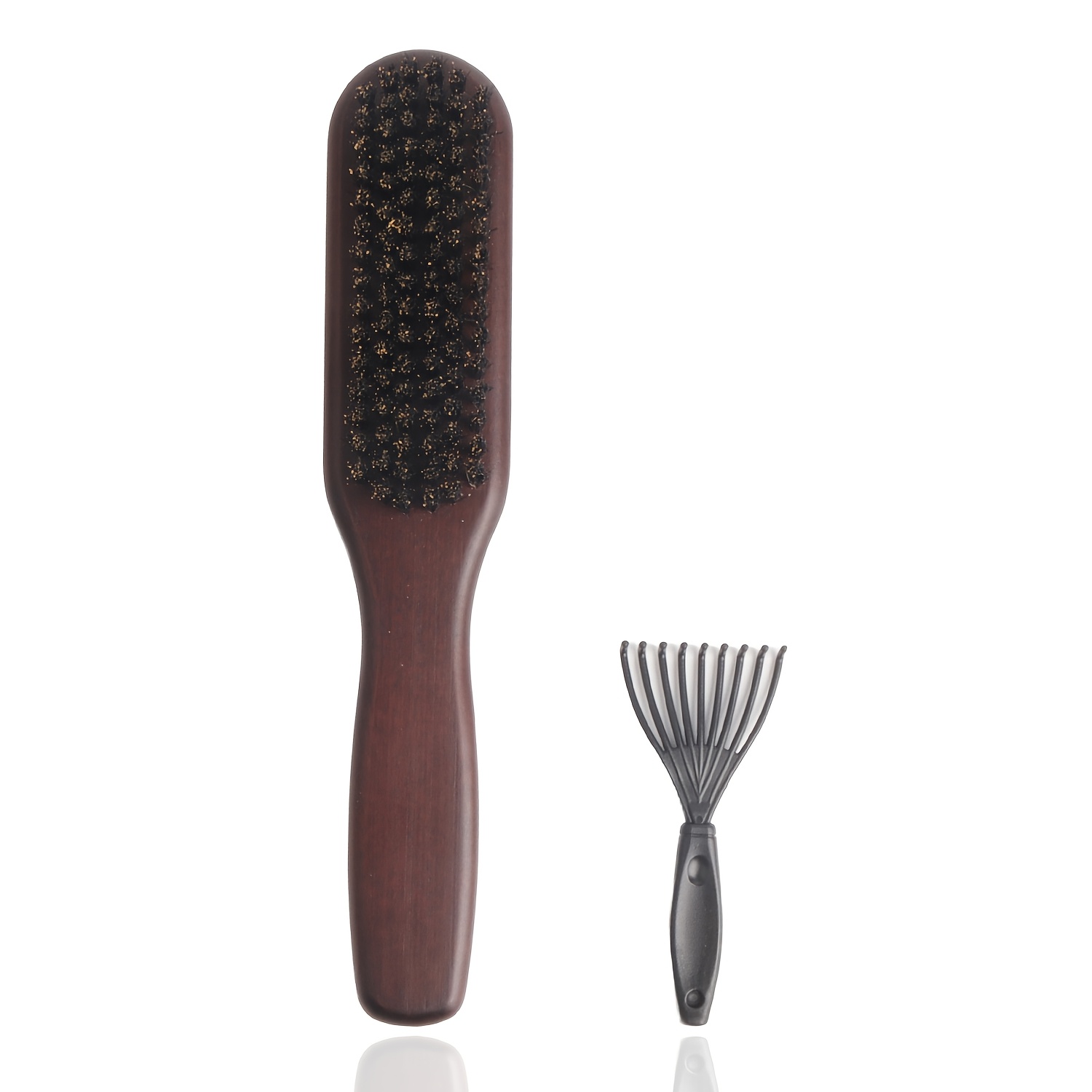 TEMU Bristle Smoothing Comb Set (includes 1 Brush&1cleaning Claw/1 Brush&1pack Hair Rope)- Easy Styling And Maintenance, Frizz And Smooth, - Wooden