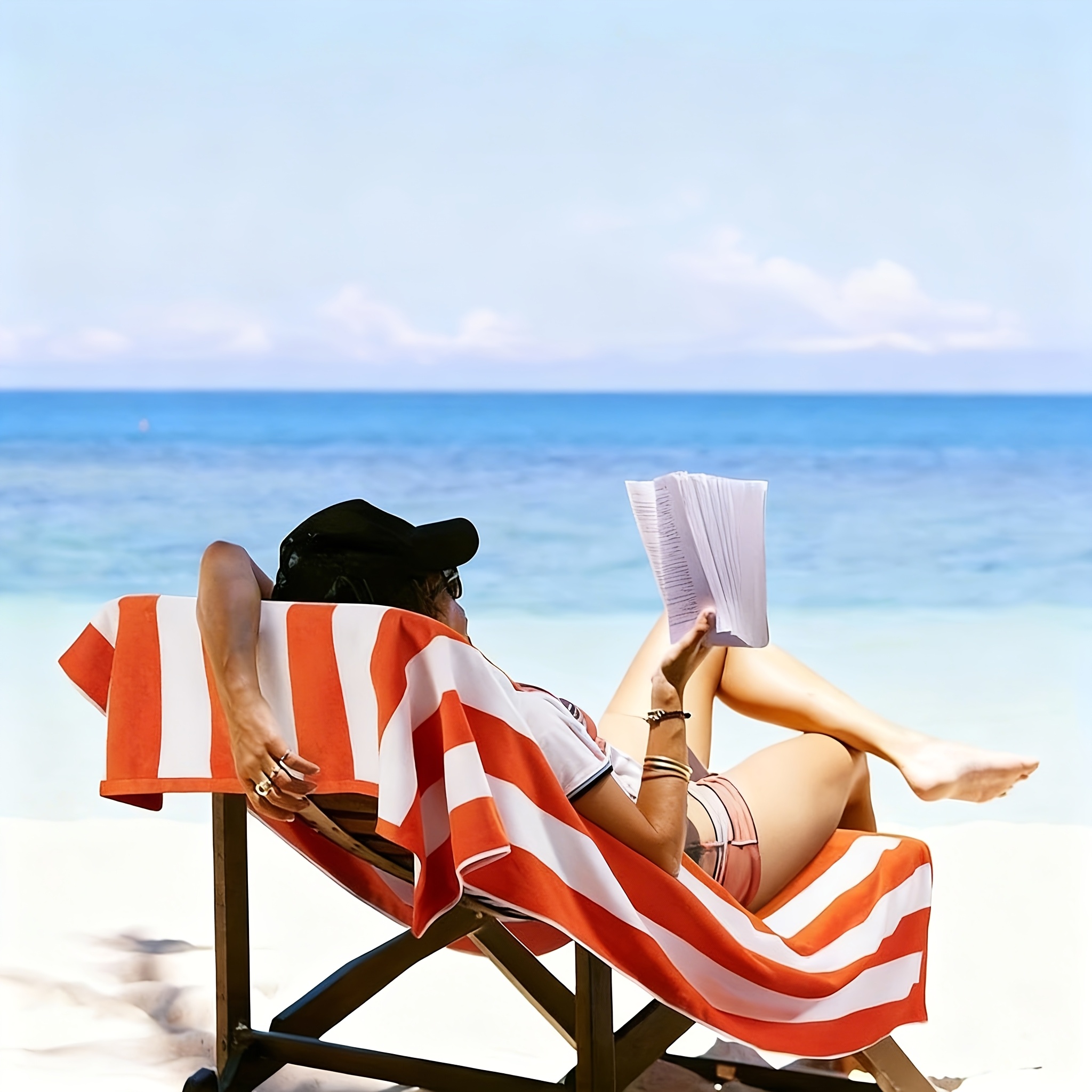Oversized Striped Microfiber Beach Towel Super Absorbent Bath Sheet_voghion.com