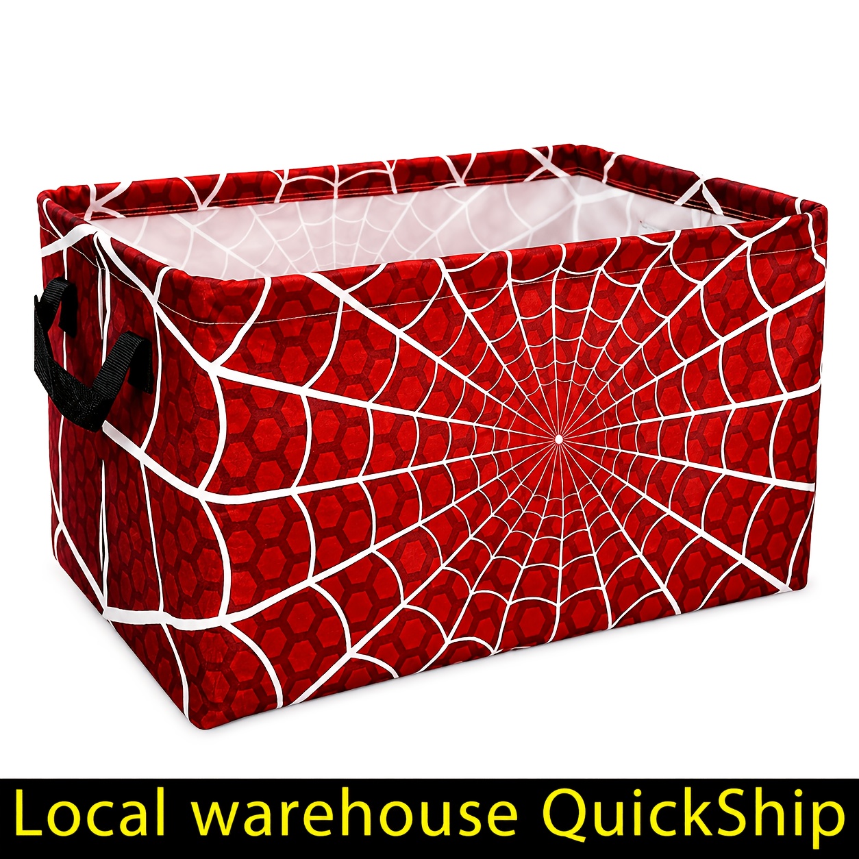 TEMU 1pc Web Print Red Laundry Basket, Foldable Laundry Basket, Storage Boxes Home Decor Storage Clothes Organization And Storage Home Decor Storage