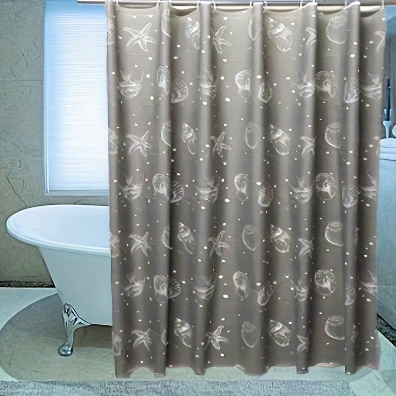 Peva Bathroom Shower Curtain With Starfish Design, No Drilling Required, Includes 12 Shower Curtain Hooks