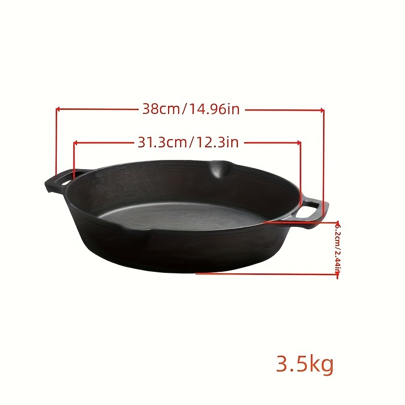 1pc Cast With Dual Handles - , Thickened, No Coating, Oven Safe - Perfect For Frying Steak & More