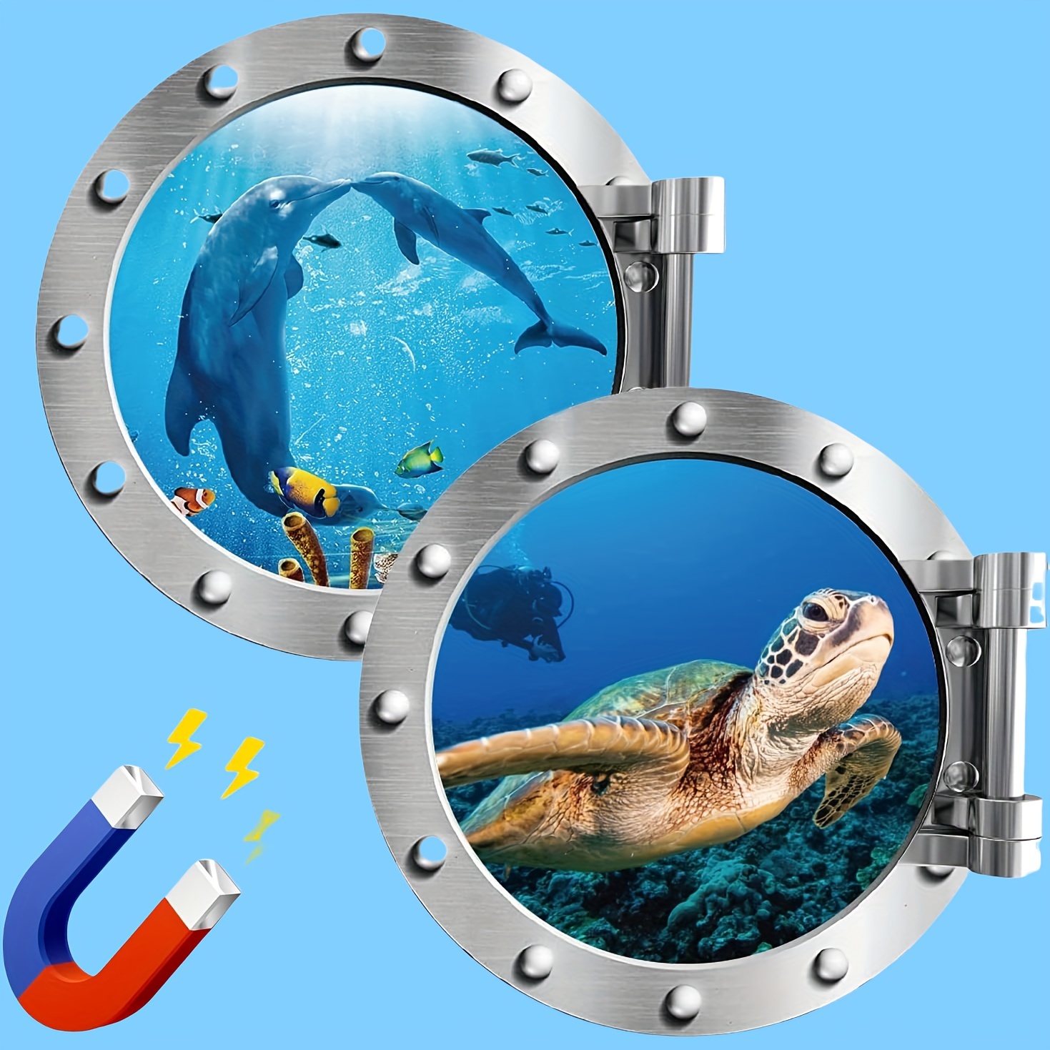 

2pcs Cruise Door Decorations Magnetic Cruise Magnets 10 Inch Set Palm Sea Turtle Dolphin Landscape Decoration For Cruise Door Refrigerator Car Door