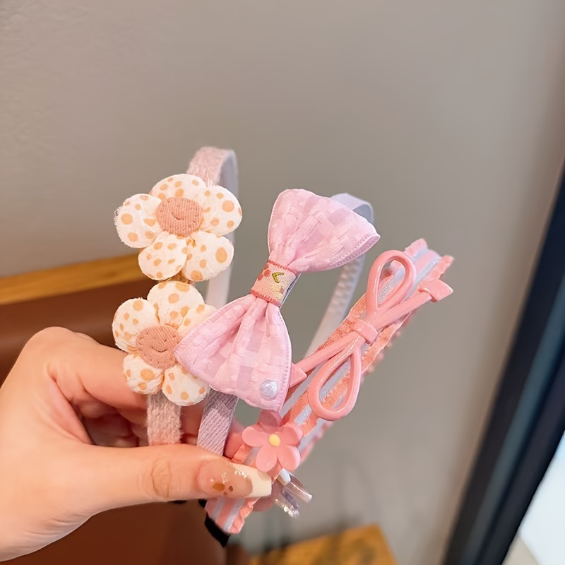 Image of 3pcs Princess & Flower Hair With Toothed Anti-slip Headband - Non-slip For, Weddings, Parties - Cute Hair Accessories For, Wear ( & Teen) - - Daily Wear &