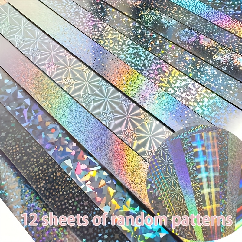 

12pcs A4 Iridescent Laser-cut Metallic Cardstock Paper, , Holographic Craft Paper Sheets