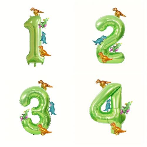 dinosaur balloon set 32inch large aluminum foil number balloon with cute mini dinosaur ballon for birthday party decoration halloween decorations christmas decorations birthday balloons festive decor design decorative balloons reusable decor shiny balloon decorations event planners party organizers