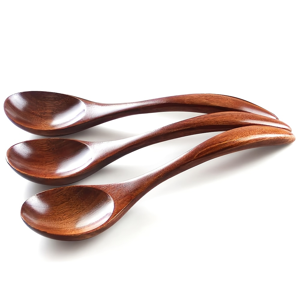 TEMU Cuillère en Bois de 7 Pouces Cuillère en Bois à pour Soupe Café Salade Dessert, Frites , Collations, Céréales et Fruits
