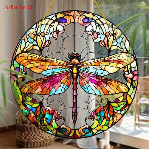 2d flat a 2d dragonfly sun catcher 8 x8 featuring printed acrylic round logo decorations on suitable for window decor porch decor wall decor a birthday gift for her a thoughtful present for friends